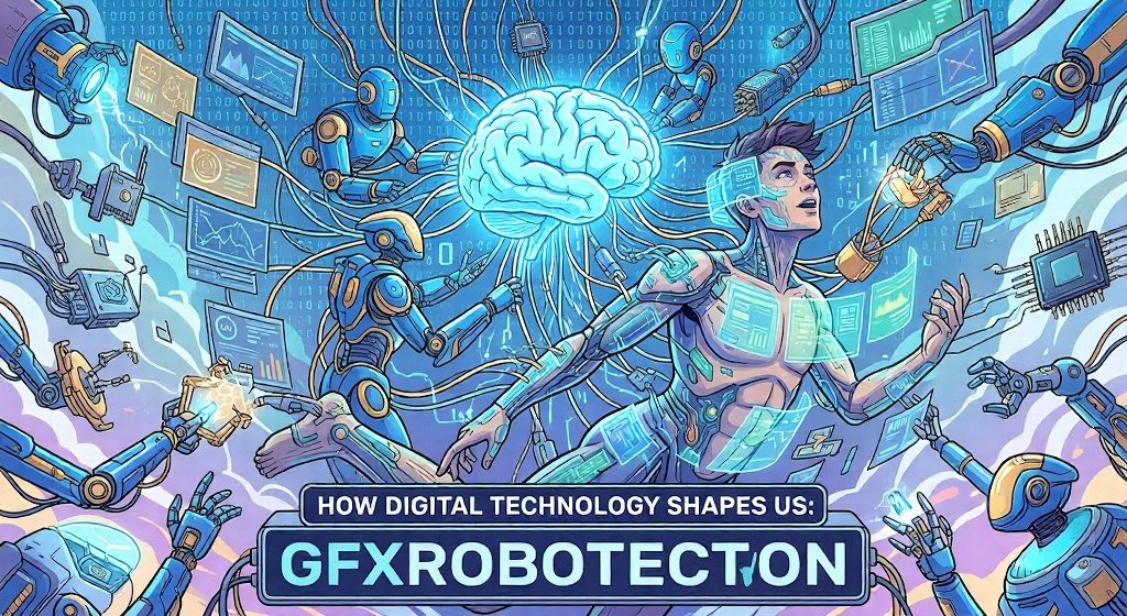 How digital technology shapes us through GFXRobotection, AI automation, visual design, communication, privacy, and digital protection