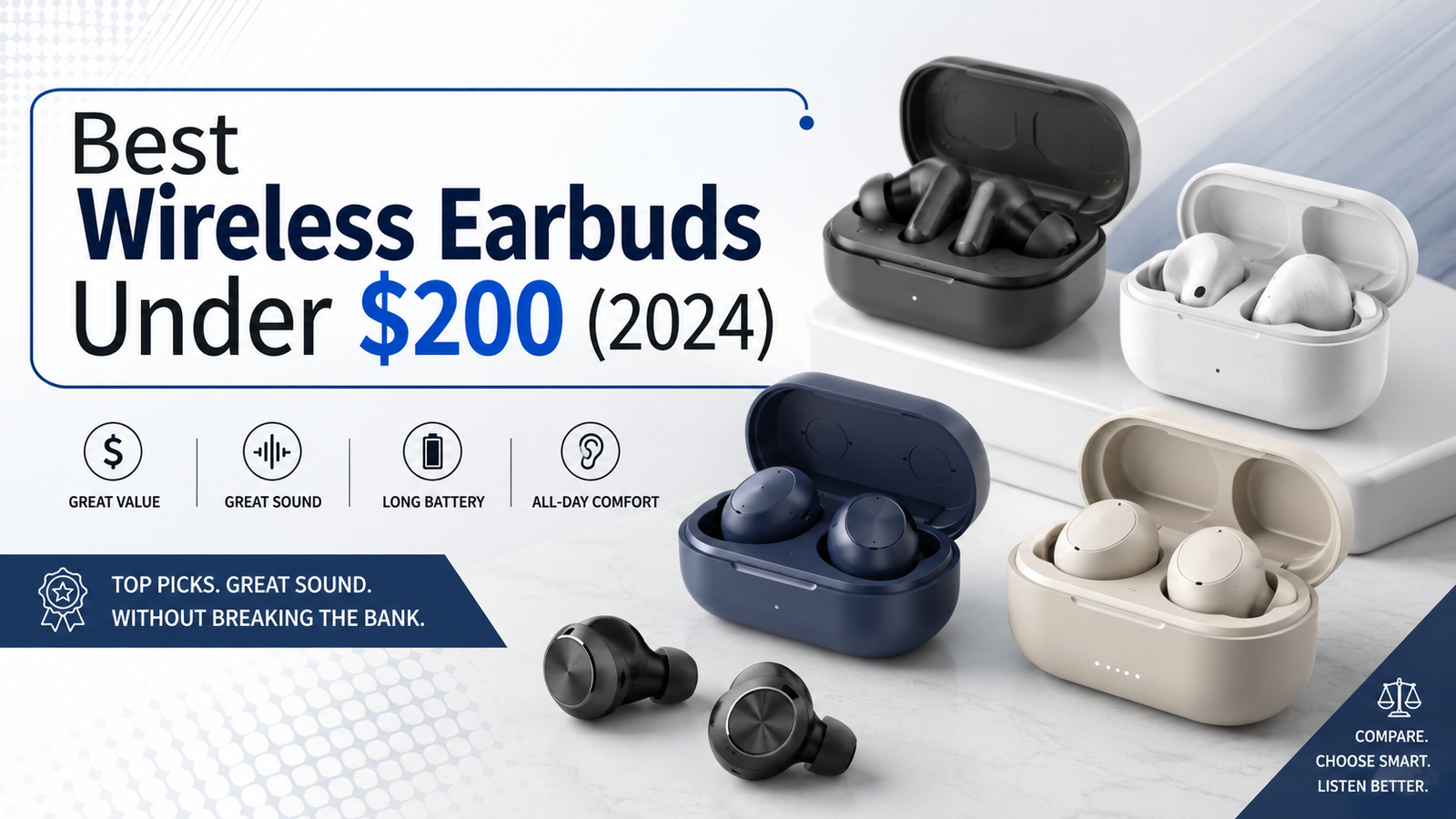 Best wireless earbuds under $200 in 2024 with noise cancellation and charging cases