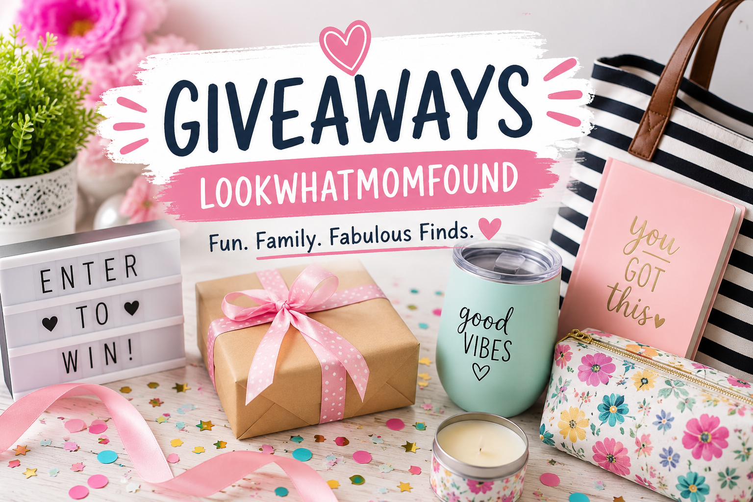Giveaways LookWhatMomFound family blog contest page with prizes