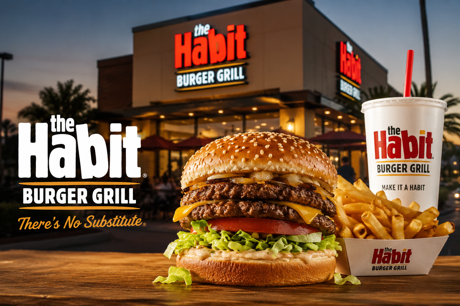 Habit Burger Grill chargrilled burger with fresh toppings and fries