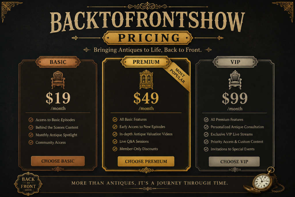 backtofrontshow pricing